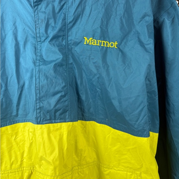 Marmot Men’s Large Anorak Jacket Precipitation Eco Blue Rain Waterproof Two Tone - Picture 5 of 5
